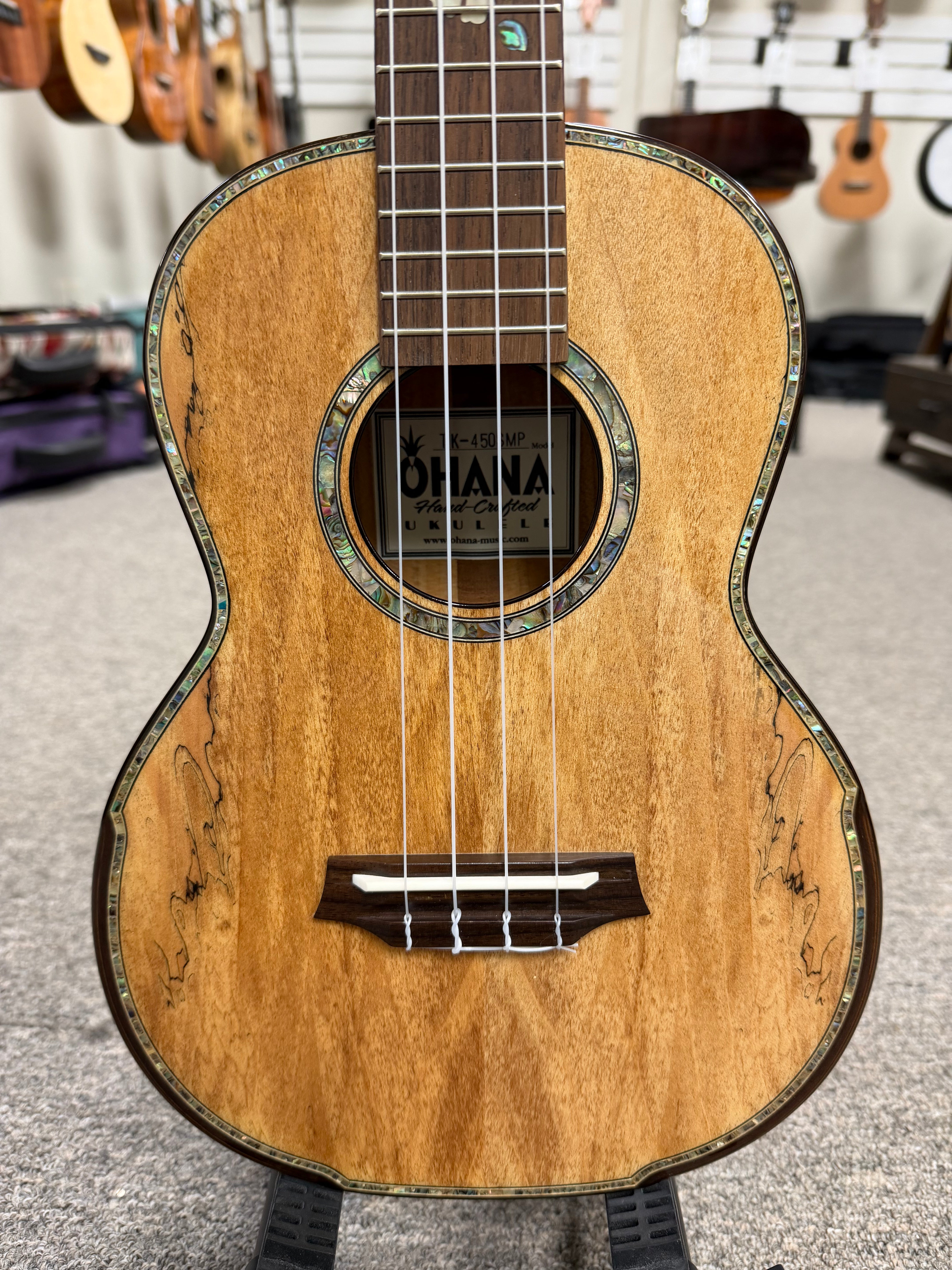 OHANA TK-450SMP Solid Spalted Maple Tenor Ukulele