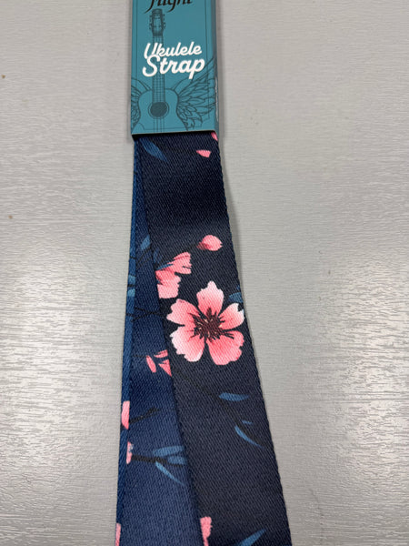 Flight Blue Floral Ukulele Strap -1.5"- Fully Adjustable