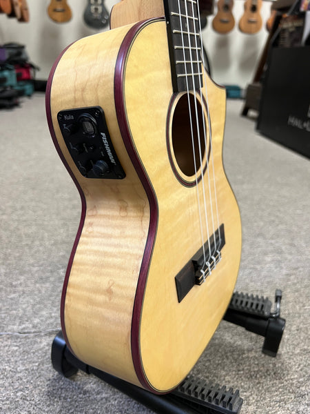 KALA KA-ASFM-T-CE Solid Flamed Maple Tenor Electric Ukulele w/Case
