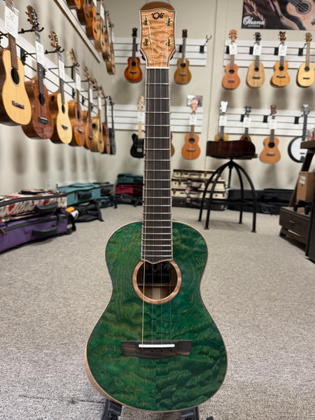 Oli X2-TQM-AG Solid Quilted Maple 'Aina Green Tenor Ukulele w/Case