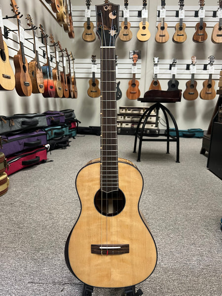 Oli L2-BCPMR Solid Port Orford Cedar/Myrtle Baritone Ukulele w/Case