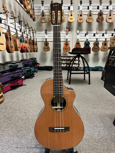 PONO ULNC4-4 Nylon String Solid Cedar/Rosewood Large Body Baritone Ukulele w/Case - Cutaway