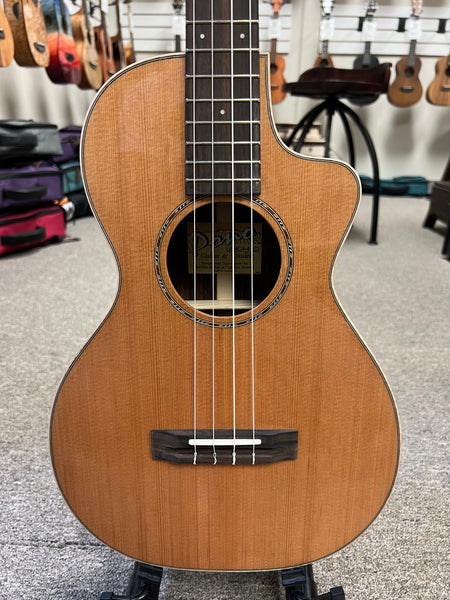 PONO ULNC4-4 Nylon String Solid Cedar/Rosewood Large Body Baritone Ukulele w/Case - Cutaway