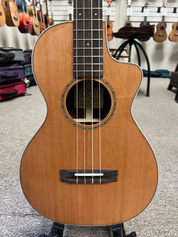 PONO ULNC4-4 Nylon String Solid Cedar/Rosewood Large Body Baritone Ukulele w/Case - Cutaway