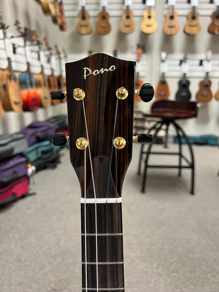 Pono BE-MBD-BK Mango Deluxe Black Baritone Electric Solid Body Ukulele w/Case