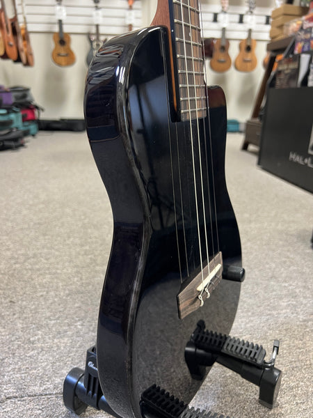 Pono BE-MBD-BK Mango Deluxe Black Baritone Electric Solid Body Ukulele w/Case