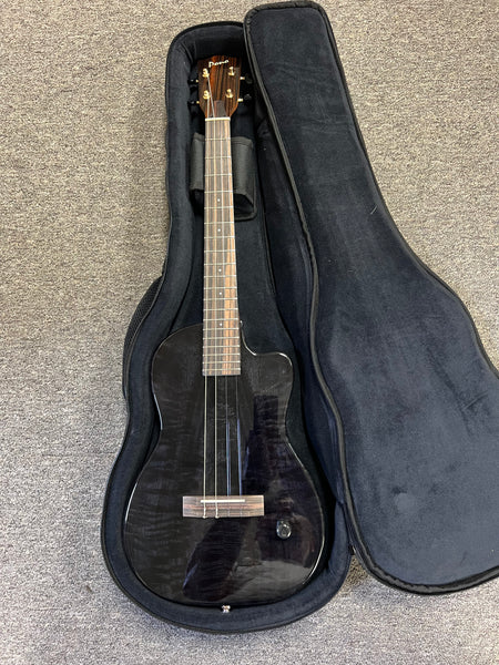 Pono BE-MBD-BK Mango Deluxe Black Baritone Electric Solid Body Ukulele w/Case