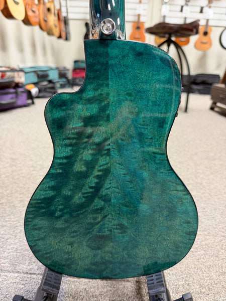LANIKAI QM-BLCEC Quilted Maple Electric Concert Ukulele w/Case- B- Stock #2 - Transparent Blue