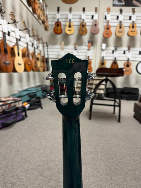 LANIKAI QM-BLCEC Quilted Maple Electric Concert Ukulele w/Case- B- Stock #2 - Transparent Blue