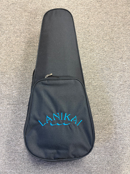 LANIKAI QM-BLCEC Quilted Maple Electric Concert Ukulele w/Case- B- Stock #2 - Transparent Blue