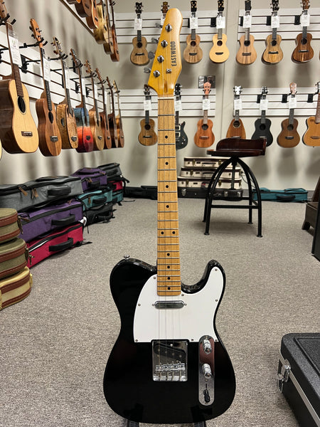 Eastwood Tele Large Body Black Tenor Steel String Ukulele w/Case - Pre-Loved