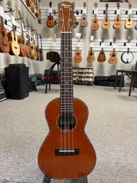 OHANA CK-50G Solid Cedar/Rosewood Concert Ukulele - B-Stock