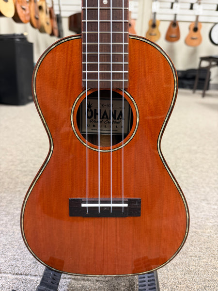 OHANA CK-50G Solid Cedar/Rosewood Concert Ukulele - B-Stock