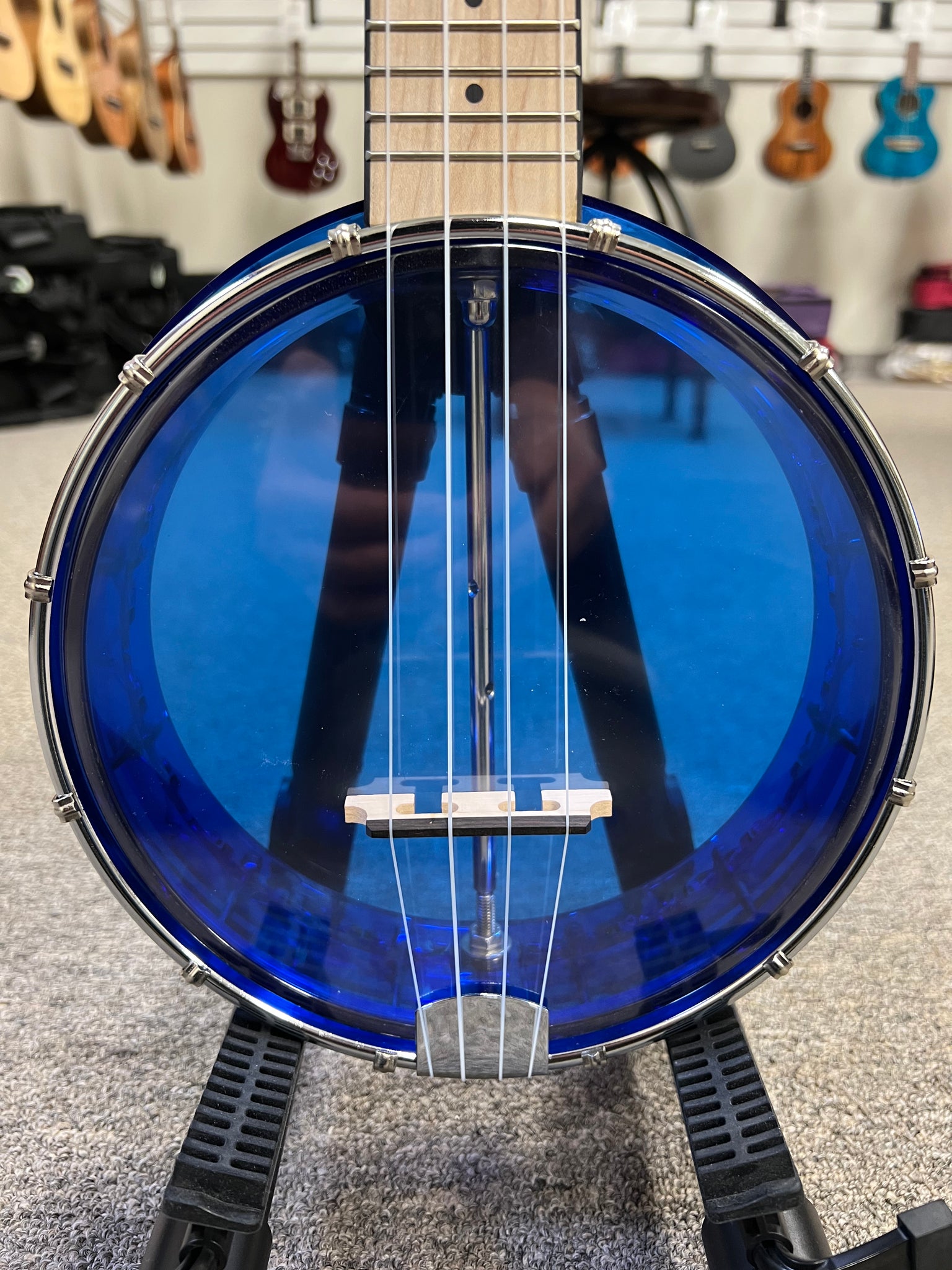Gold Tone Little Gem Blue Sapphire Concert Banjolele w/Case - See Through Banjo Ukulele - Aloha City Ukes