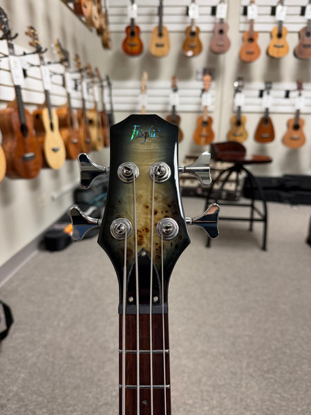 Flight Electric Mini Bass PBR Ukulele w/Case - Poplar Burl Top