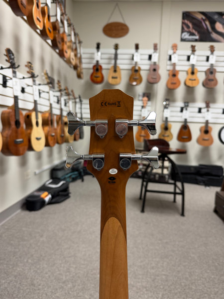 Flight Electric Mini Bass PBR Ukulele w/Case - Poplar Burl Top