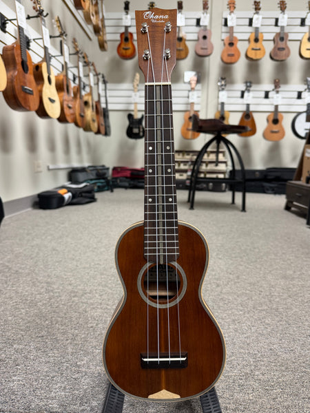 OHANA SK-390 Solid Koa Soprano Ukulele w/Case