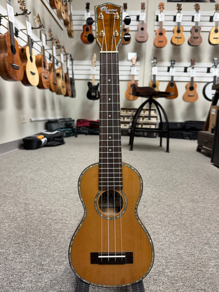 OHANA SK-250M Solid Cedar/Acacia Soprano Long Neck Ukulele - Super Soprano