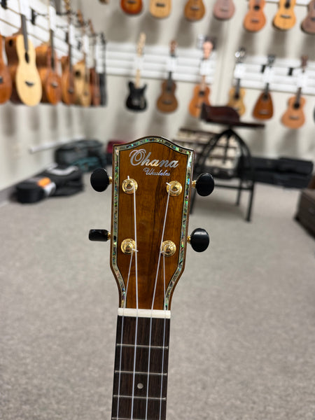 OHANA SK-250M Solid Cedar/Acacia Soprano Long Neck Ukulele - Super Soprano