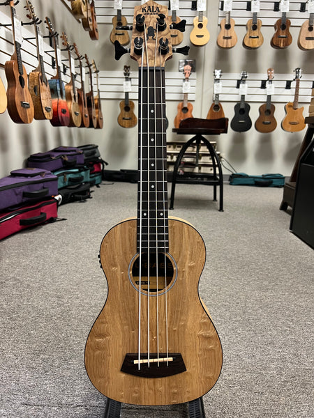 KALA Quilted Ash Acoustic-Electric U-Bass w/Case - UBASS-QA-FS