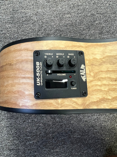 KALA Quilted Ash Acoustic-Electric U-Bass w/Case - UBASS-QA-FS