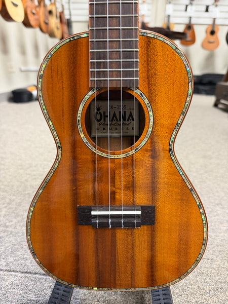 OHANA CK-350G Solid Koa Concert Ukulele w/Hard Shell Case