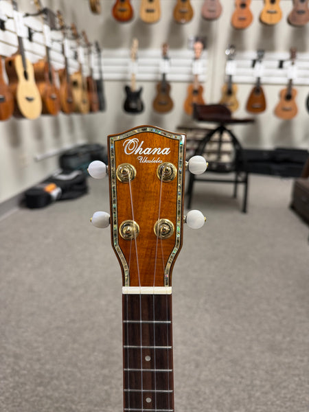 OHANA CK-350G Solid Koa Concert Ukulele w/Hard Shell Case