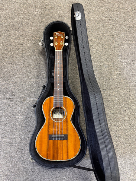 OHANA CK-350G Solid Koa Concert Ukulele w/Hard Shell Case