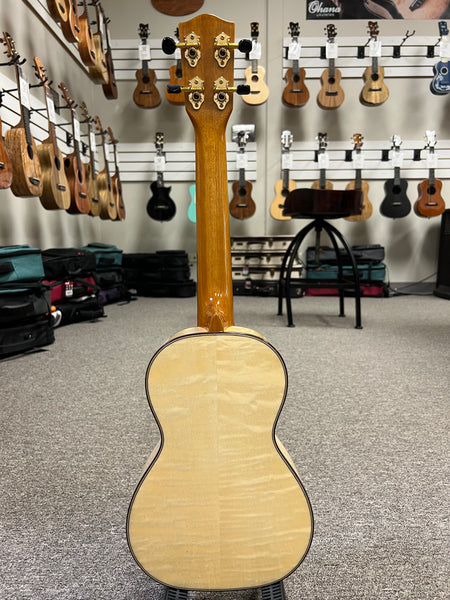 OHANA CK-150QEL Quilted Eucalyptus Concert Ukulele -Bevel Armrest - Aloha City Ukes