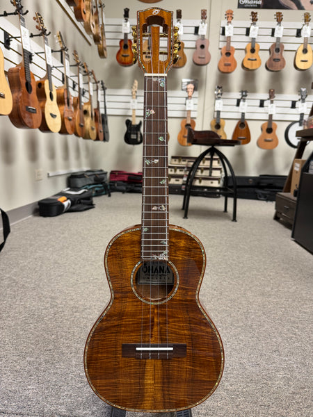 OHANA TK-575G Solid Premium Koa Tenor Ukulele w/Case - Limited Edition