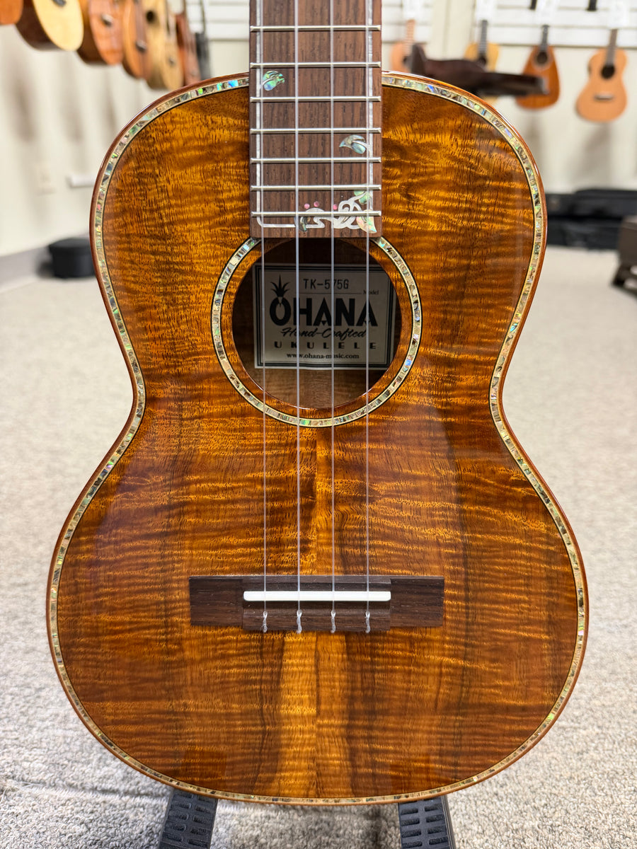 OHANA TK-575G Solid Premium Koa Tenor Ukulele w/Case - Limited Edition