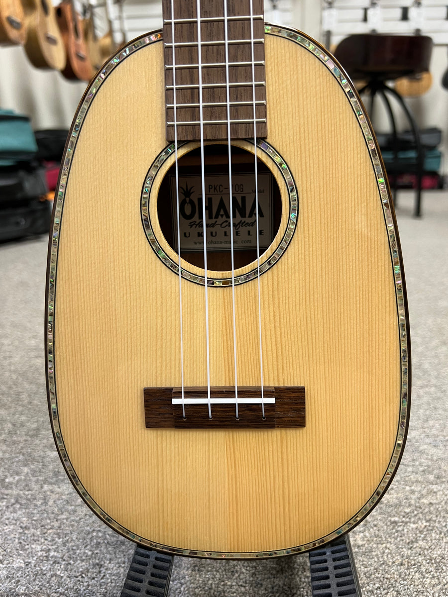 OHANA PKC-70G Pineapple Concert Ukulele - Solid Spruce/Solid Mahogany