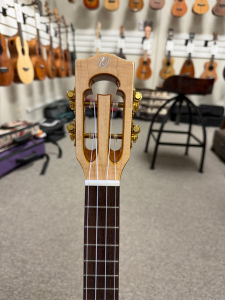OHANA TK-450QEL Solid Quilted Eucalyptus Tenor Ukulele - Bevel Armrest