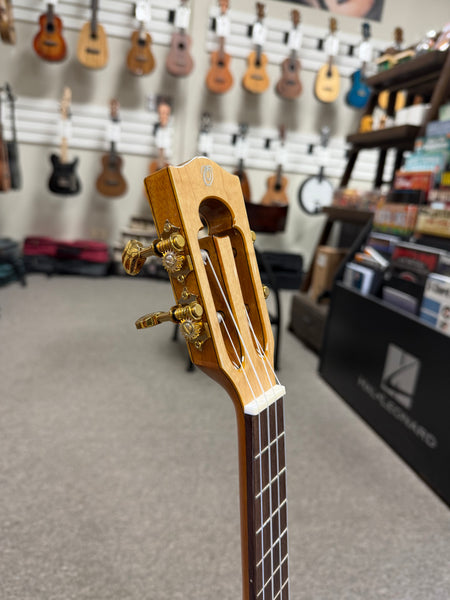OHANA TK-450QEL Solid Quilted Eucalyptus Tenor Ukulele - Bevel Armrest