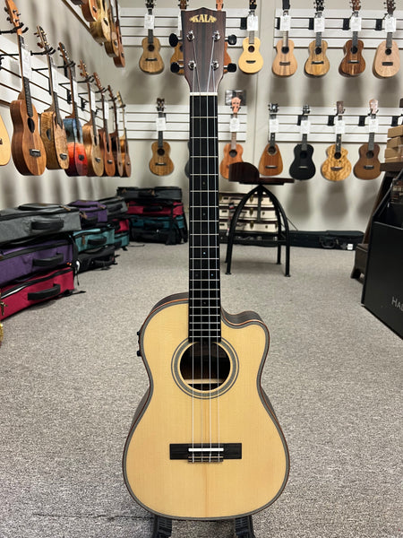 KALA KA-SSEBY-B-CE Electric Cutaway Baritone Ukulele -Solid Spruce/Ebony