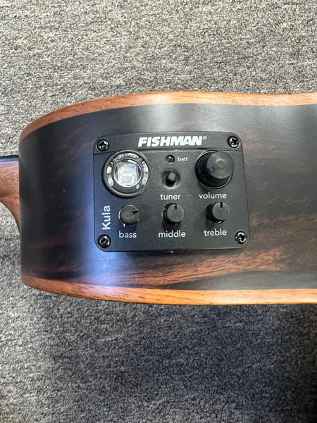 KALA KA-SSEBY-B-CE Electric Cutaway Baritone Ukulele -Solid Spruce/Ebony