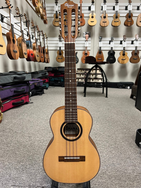 Ohana TK-70-8 Solid Spruce-Mahogany Tenor Ukulele w/Case - Pre Loved