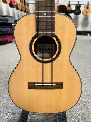 Ohana TK-70-8 Solid Spruce-Mahogany Tenor Ukulele w/Case - Pre Loved