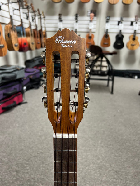 Ohana TK-70-8 Solid Spruce-Mahogany Tenor Ukulele w/Case - Pre Loved