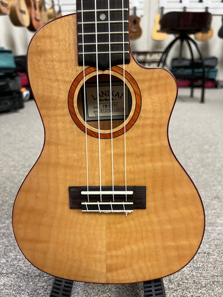 Lanikai FM-CETC Flame Maple Electric Concert Ukulele w/Case - Thin Body Travel Uke - Aloha City Ukes