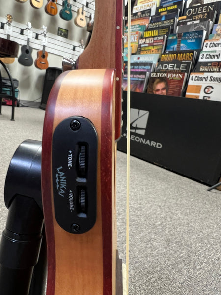 Lanikai FM-CETC Flame Maple Electric Concert Ukulele w/Case - Thin Body Travel Uke - Aloha City Ukes