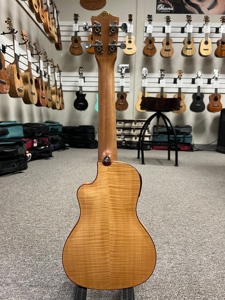 Lanikai FM-CETC Flame Maple Electric Concert Ukulele w/Case - Thin Body Travel Uke - Aloha City Ukes