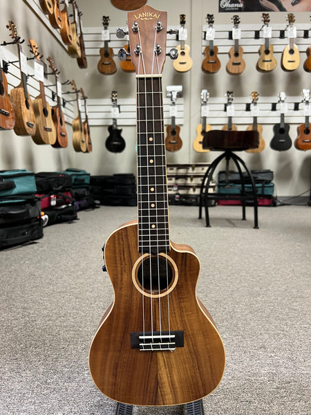 LANIKAI ACST-CEC Acacia Electric Concert Ukulele w/Case - Solid Top - Fishman Pickup - Aloha City Ukes