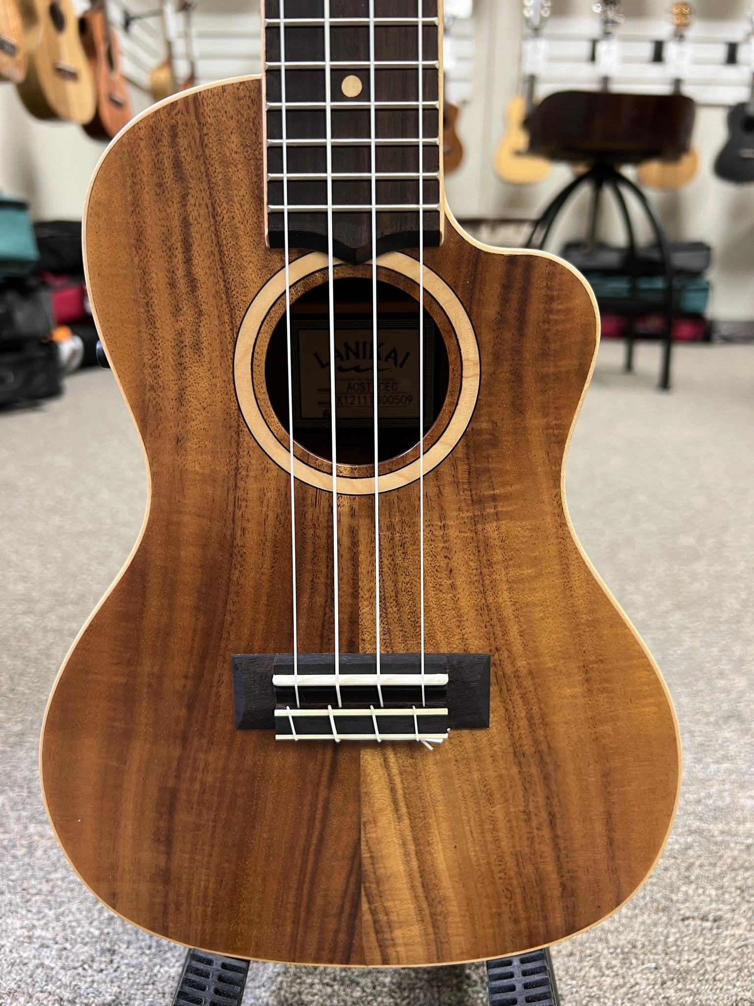 LANIKAI ACST-CEC Acacia Electric Concert Ukulele w/Case - Solid Top - Fishman Pickup - Aloha City Ukes