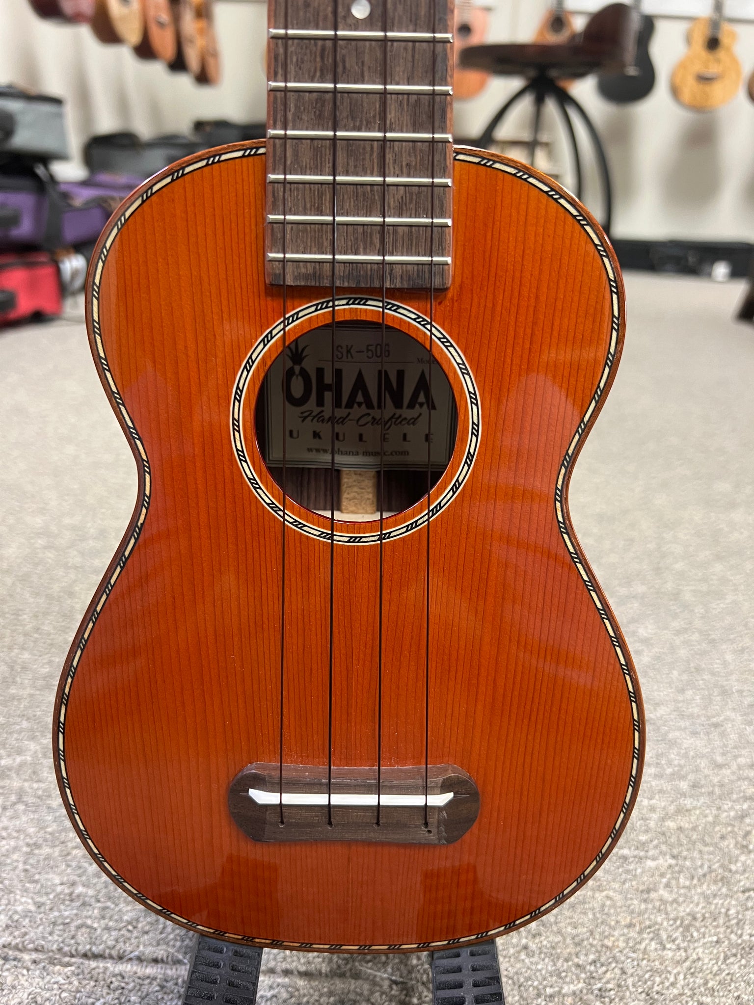 OHANA SK-50G Soprano Ukulele - Solid Cedar/Solid Rosewood - Pre Loved