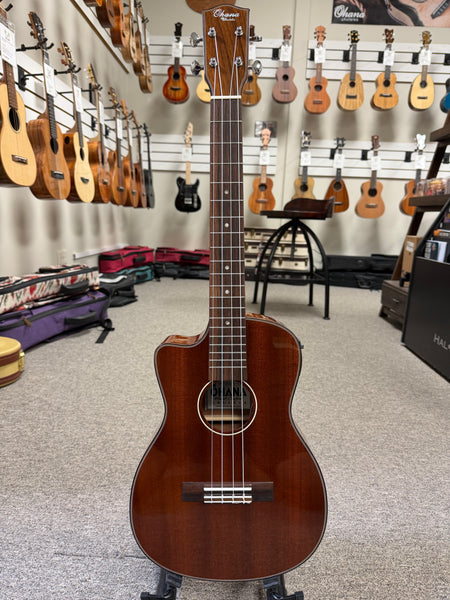 Ohana BK-35GCE-LH Lefty Solid Mahogany Electric Baritone Ukulele -  Left Handed