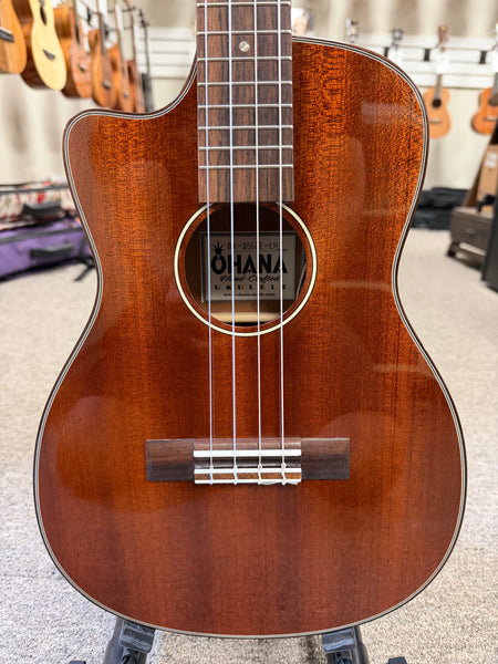 Ohana BK-35GCE-LH Lefty Solid Mahogany Electric Baritone Ukulele -  Left Handed