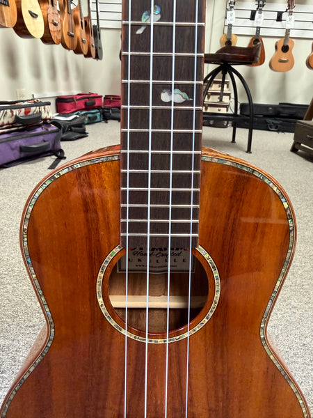 OHANA TK-370G Solid Koa Tenor Ukulele w/Case - Bird Inlays