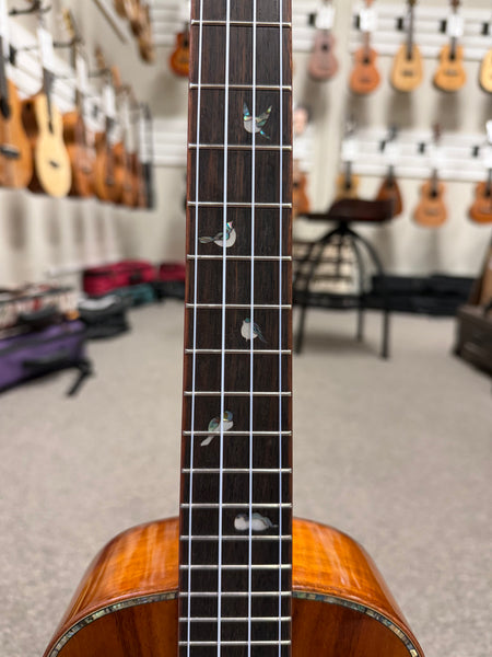 OHANA TK-370G Solid Koa Tenor Ukulele w/Case - Bird Inlays