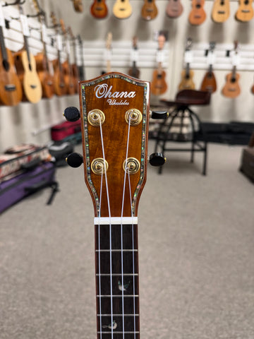 OHANA TK-370G Solid Koa Tenor Ukulele w/Case - Bird Inlays